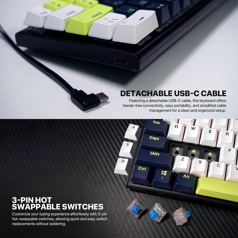 Tastatura Mehanicka Gaming Fantech MK874V2 RGB Atom 63 Mori bela (Red switch)