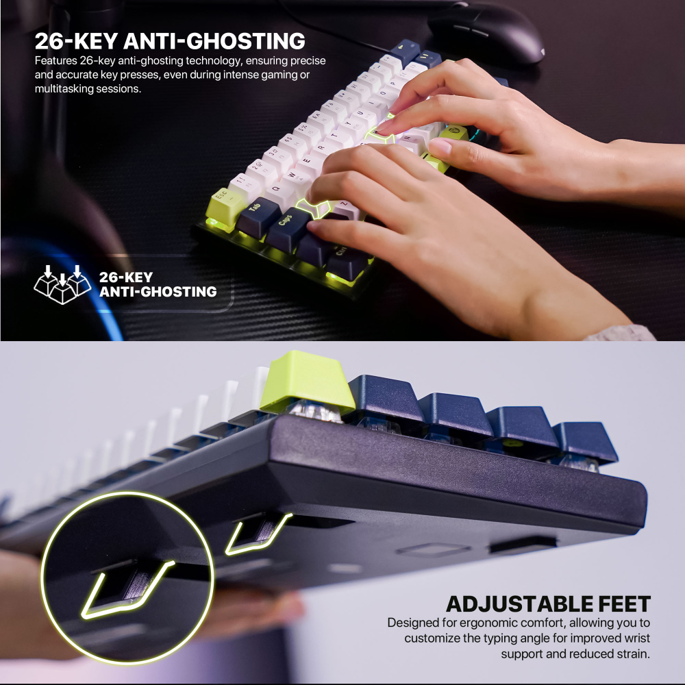 Tastatura Mehanicka Gaming Fantech MK874V2 RGB Atom 63 Mori bela (Red switch)