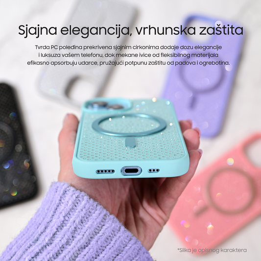Torbica Magsafe Crystal Glow za iPhone 16 6.1 crna