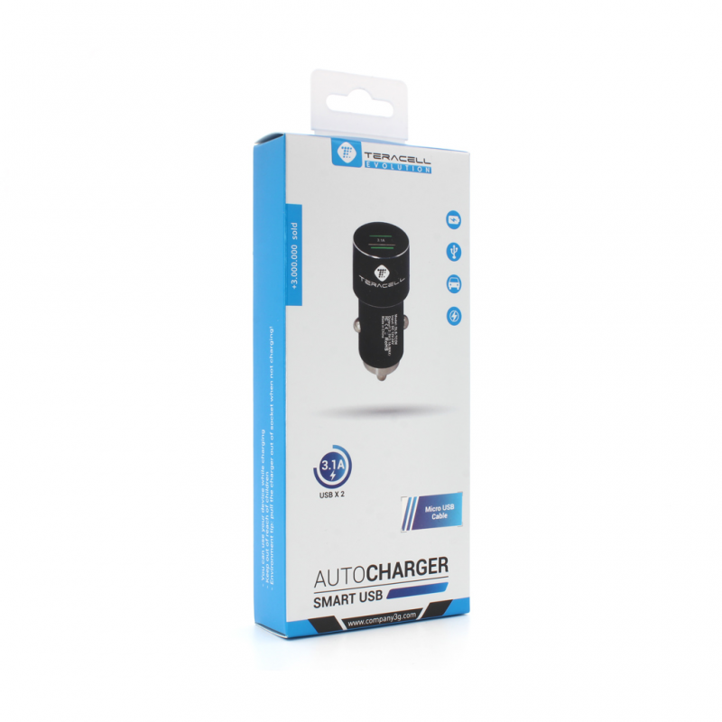 Auto punjac Teracell Evolution TC-06 2xUSB 3.1A sa micro USB kablom