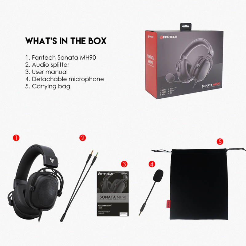 Slusalice Gaming Fantech MH90 Sonata crne