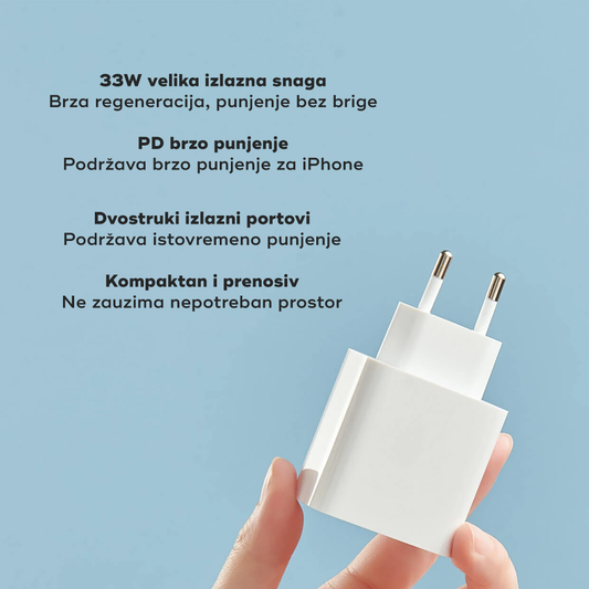 Kucni punjac Xiaomi QC 33W sa USB na Type C kablom beli
