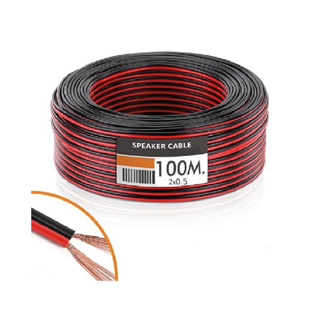 Kabl za zvucnike crno crveni 2x0.5mm copper 100m