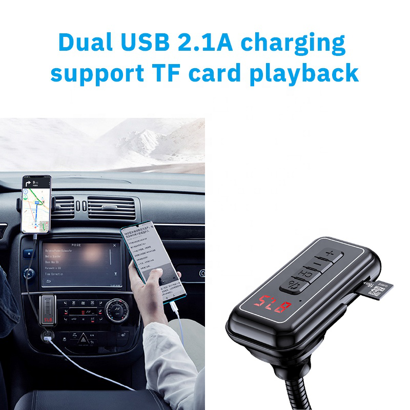 FM transmiter Y4 USB TF Bluetooth 5.0, call ID, modlularni,  handsfree crni