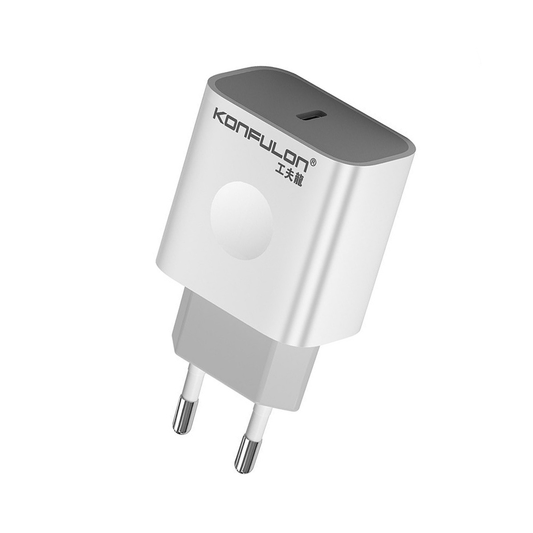 Kucni punjac KONFULON C69D+DC13 PD20W sa PD kablom Type C na iPhone lightning beli