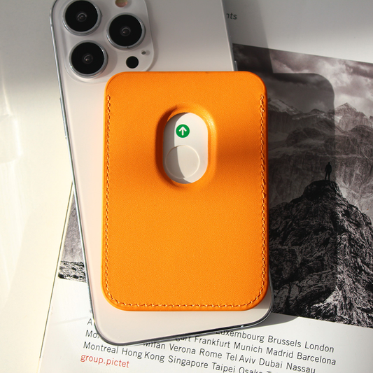 Torbica Leather Magsafe Pocket za iPhone 12 narandzasta