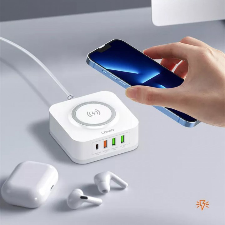 Kucni punjac LDNIO AW004 32W Desktop Wireless Quick Charge 3.0 + PD 30W beli