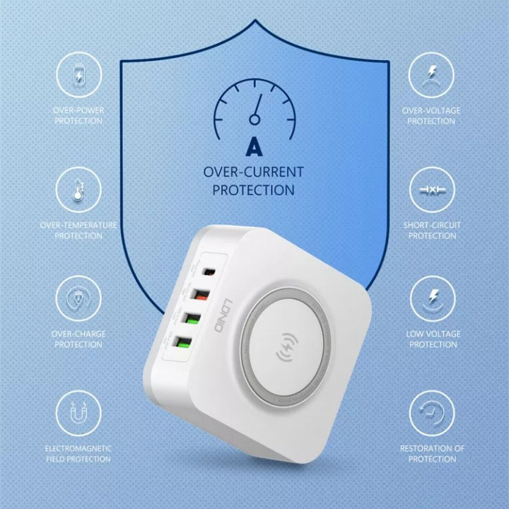 Kucni punjac LDNIO AW004 32W Desktop Wireless Quick Charge 3.0 + PD 30W beli