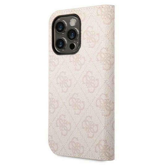 Torbica Guess BT PC/TPU 4G PU Script Metal za iPhone 14 Pro 6.1 pink (GUBKP14LHG4SHP)