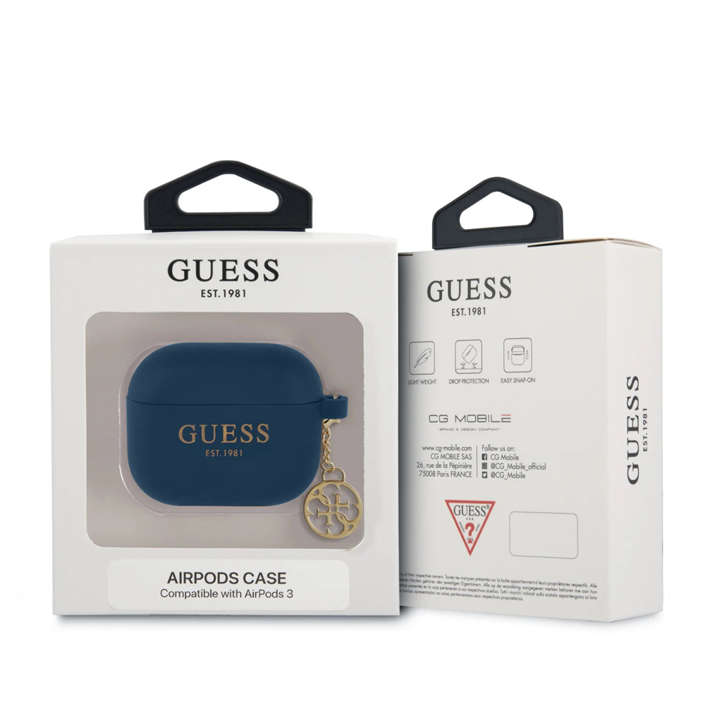 Torbica Guess Silicone za Airpods 3 4G Charm plava (GUA3LSC4EB)
