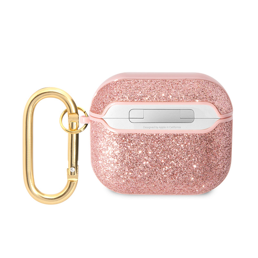 Torbica Guess za Airpods 3 PU Glitter Flake pink (GUA3HGGSHP)