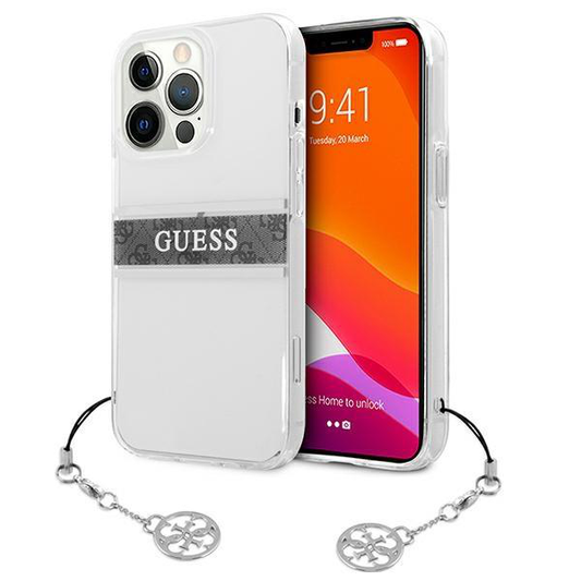 Torbica Guess 4G Stripe Charm za iPhone 13 Pro Max 6.7 siva (GUHCP13XKB4GGR)