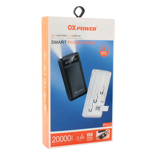 Power bank prenosiva baterija Oxpower PC4-2 4in1 5V 2A 20000 mAh crna