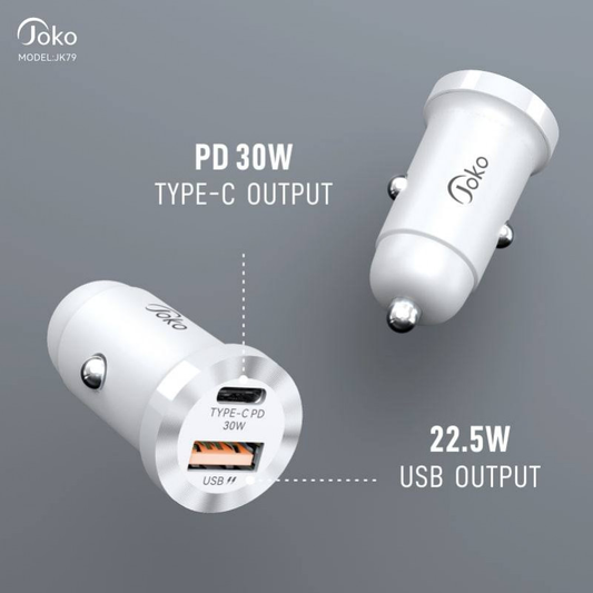Auto punjac KONFULON JK79, 3A, QC3.0 22.5W, PD 30W crni