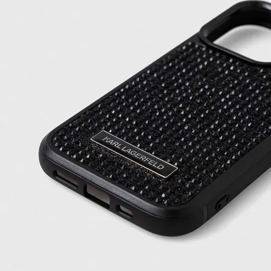 Torbica Karl Lagerfeld Hc Rhinestone Metal Plate Logo za iPhone 15 6.1 crna (KLHCP15SHDSPLK)