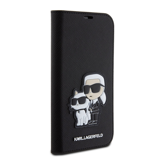 Torbica Karl Lagerfeld Saffiano BP Nft Karl&Choupette za iPhone 15 Pro 6.1 crna(KLBKP15LSANKCPK)
