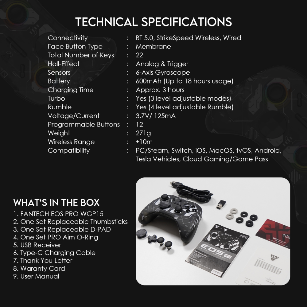 Joypad wireless Fantech WGP15 EOS PRO multiplatform RGB plavi