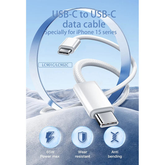 Data kabl LDNIO LC901-C 65W Type C na Type C beli 1m