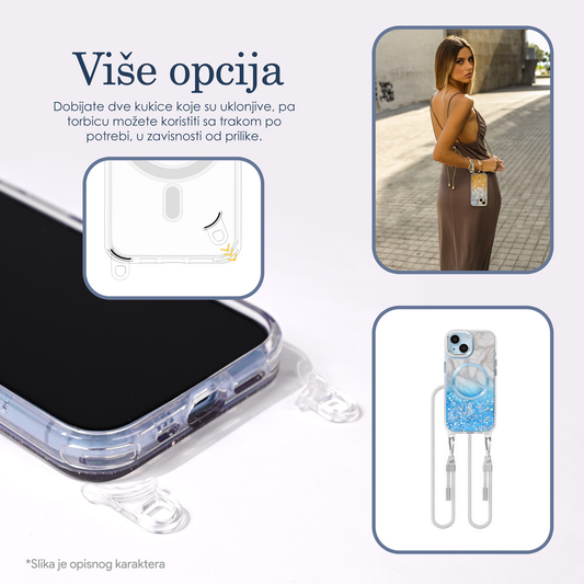 Torbica Magsafe Glitter za iPhone 16 6.1 svetlo plava