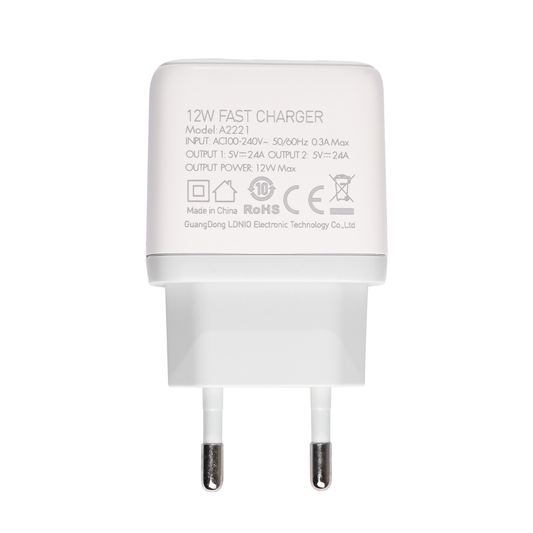 Kucni punjac LDNIO A2221 2xUSB, 12W sa micro USB kablom beli