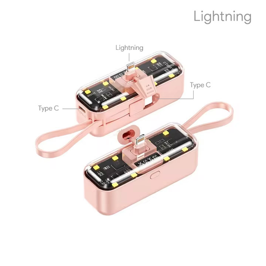 Power bank prenosiva baterija privezak Oxpower 5000mAh lightning roze