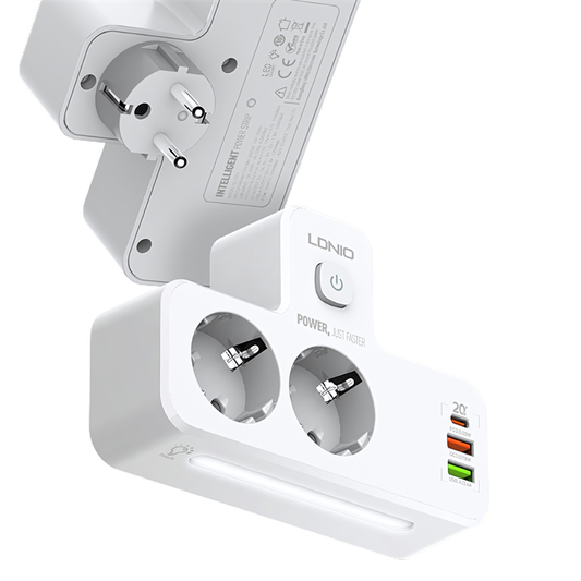 Produzni kabl LDNIO SE2337 2500W (lopov) EU 2 uticnice + 2xUSB QC3.0 18W, PD 20W beli