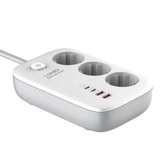 Produzni kabl LDNIO SE3436 3250W EU 3 uticnice + 2xUSB QC 60W, 2xPD 65W, PPS, GaN 2m beli