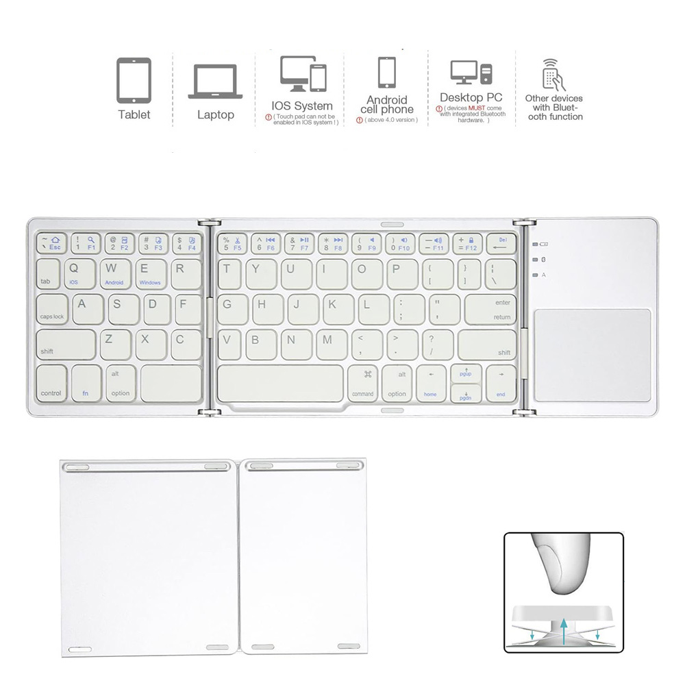 Tastatura Wireless sa touchpadom rasklopiva bela
