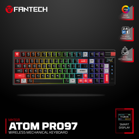 Tastatura Mehanicka Gaming Fantech MK918 RGB Atom PRO97 Wireless crna (Red switch)