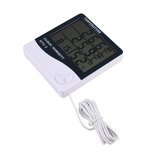 Termometar HTC-2 JWD temperetura, sat, vlaznost vazduha, sonda beli