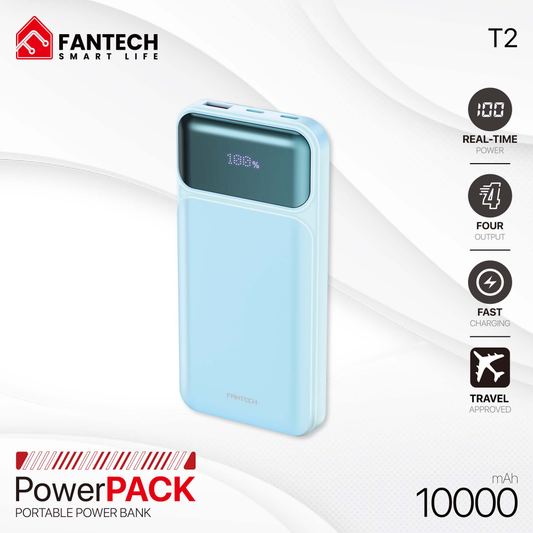 Power bank Prenosiva baterija Fantech T2 10000mAh QC, PD, 22.5W  plavi