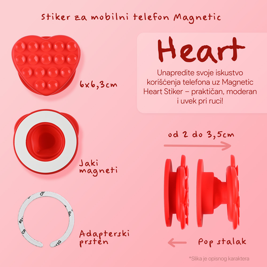 Stiker za mobilni telefon Magnetic Heart crveni