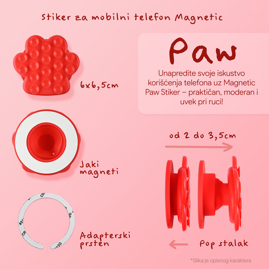 Stiker za mobilni telefon Magnetic Paw pink