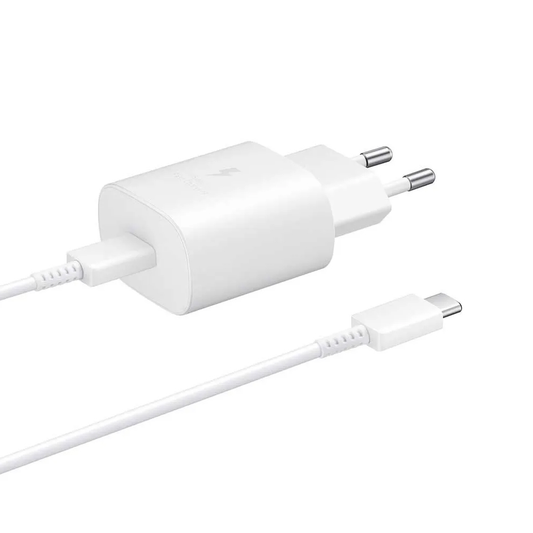 Kucni punjac PD Fast charger 25W za Samsung sa PD Type C kablom CE beli