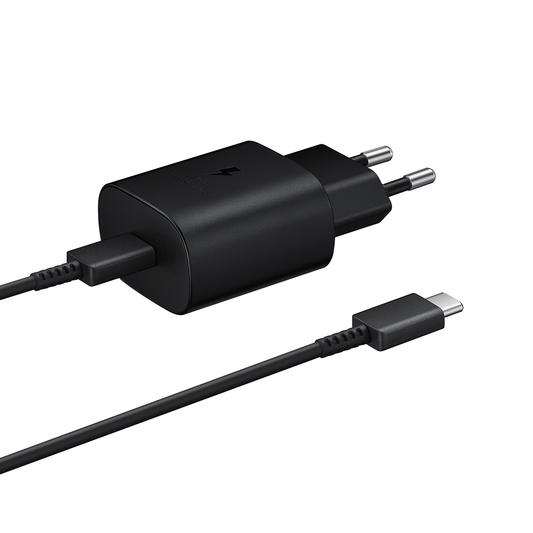 Kucni punjac PD Fast charger 25W za Samsung sa PD Type C kablom CE crni