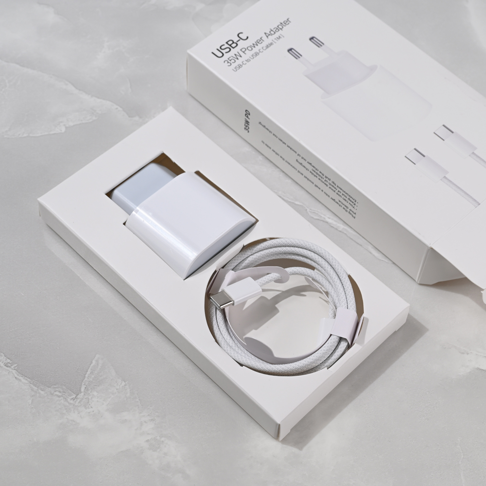 Kucni punjac PD Fast charger 35W za iPhone 15-16 sa PD Type C kablom CE beli