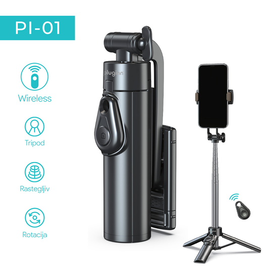 Selfie stick + tripod Pluginn PI-01 crni