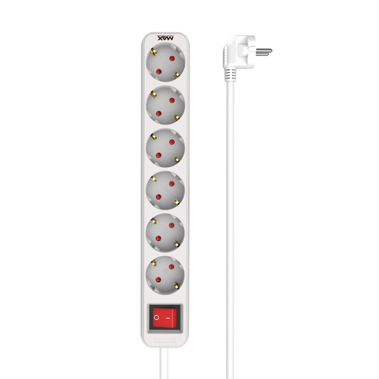 Produzni kabl sa prekidacem 6 uticnice 3m Max MPS-106SB-3M Beli