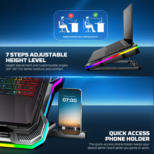 Laptop Cooler Fantech NC22 RGB crni
