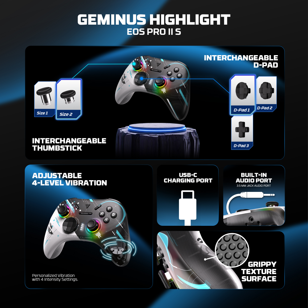 Joypad wireless Fantech WGP15V2S EOS PRO II S Geminus multiplatform RGB crni