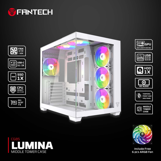 Kuciste Gaming Fantech CG85 Lumina belo