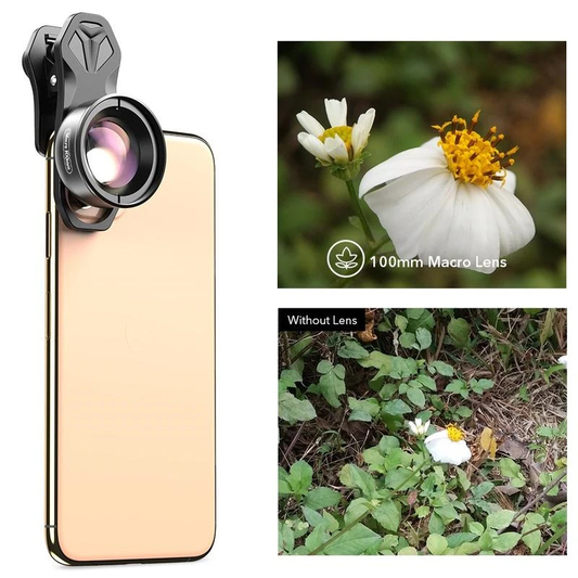 Objektiv za mobilni telefon/tablet univerzalni 100mm 4k Macro crni
