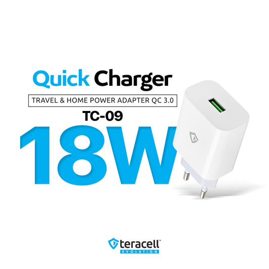Kucni punjac Teracell Evolution TC-09 QC3.0 18W sa micro USB kablom beli CE