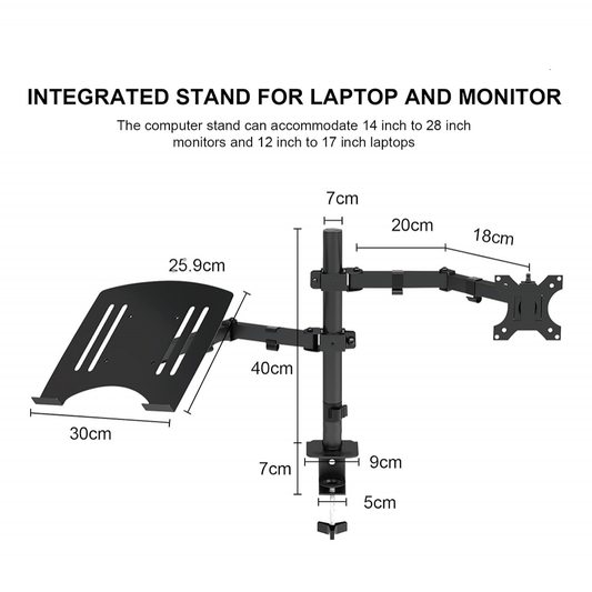 Drzac za monitor + laptop podesivi crni