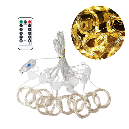Novogodisnji ukras LED lampice zavesa 3m*3m toplo zuta USB napajanje JWD