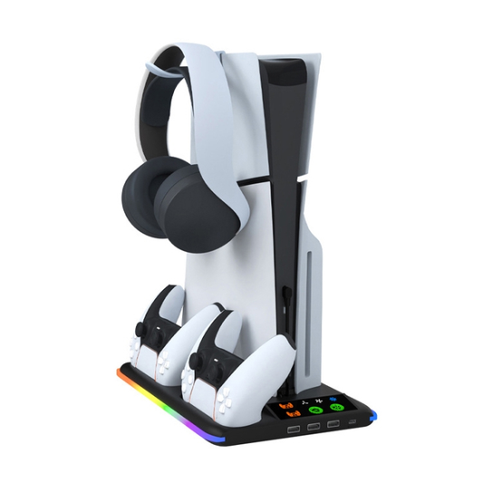 HA8008  EL RGB multifunkcionalni punjac i cooler za PS5 konzolu crni