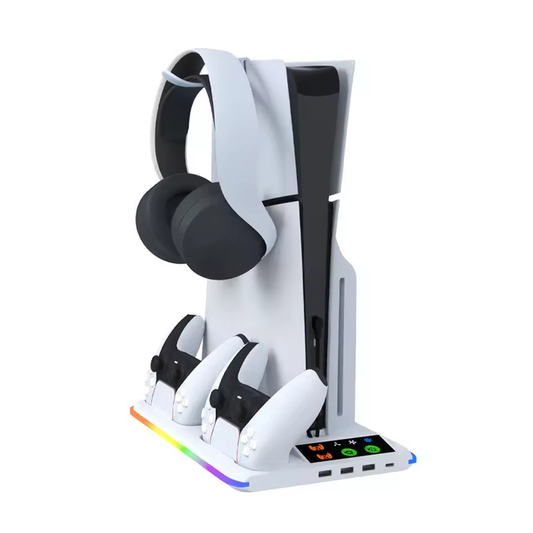 HA8008 EL RGB multifunkcionalni punjac i cooler za PS5 konzolu beli
