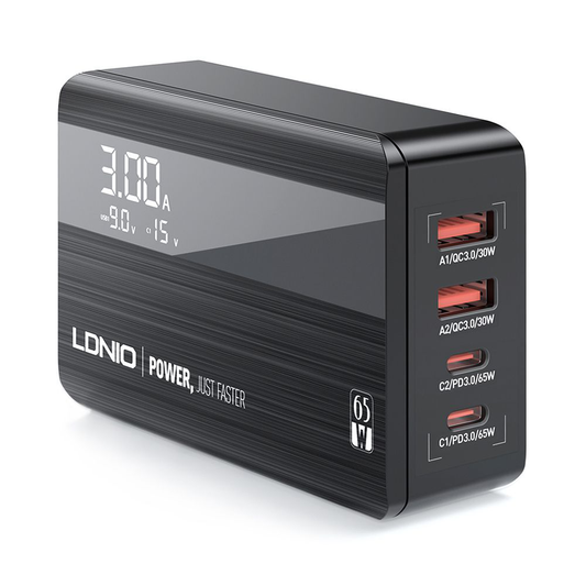 Kucni punjac LDNIO A4808Q, QC4+, PD3.0, LED 70W crni