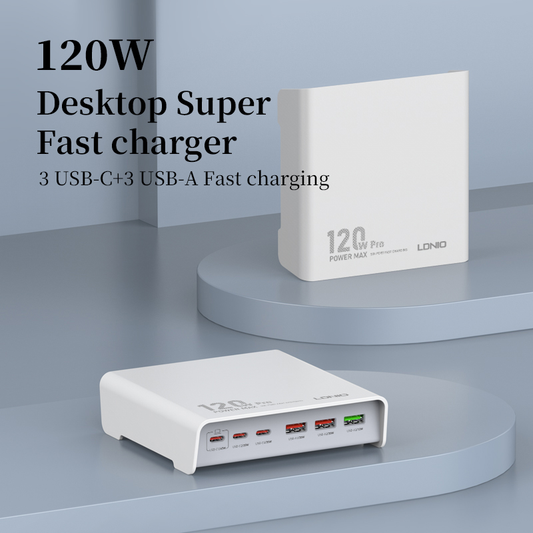 Kucni punjac LDNIO Q605, QC4+, PD3.0, SCP, PPS, VOOC, 120W total power beli