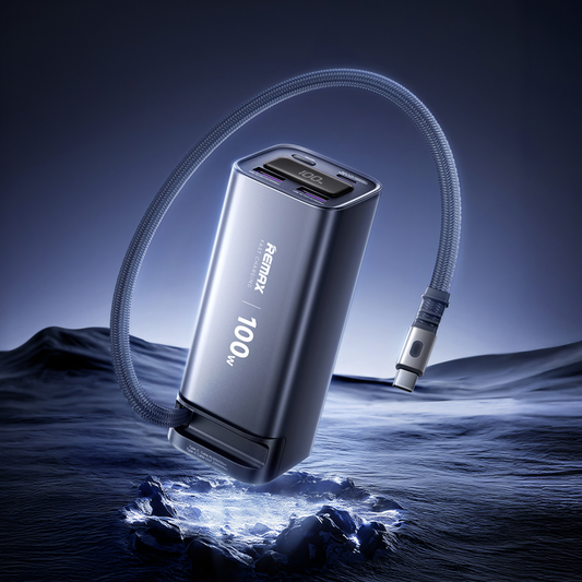 Power bank prenosiva baterija REMAX FC-22 100W sa teleskopskim kablom 20000mAh siva